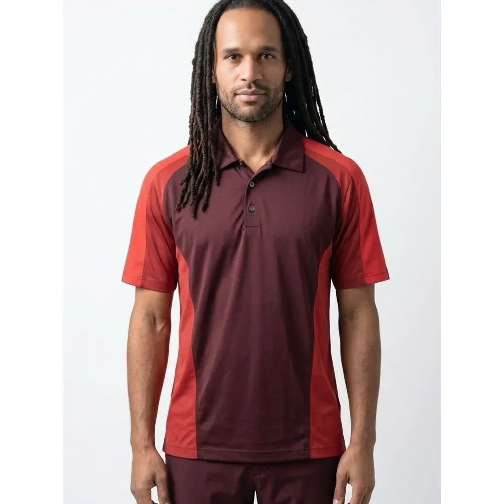 NIKE | Burgundy & Orange Golf Polo Dri Fit UV L